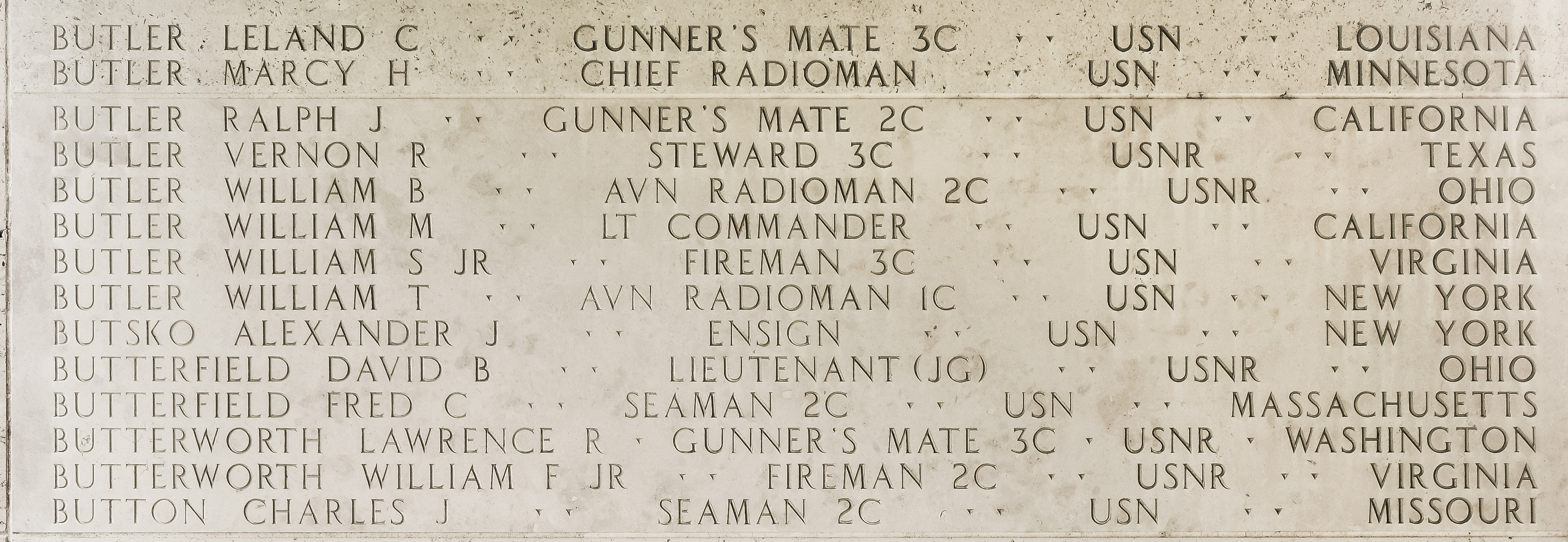 Leland C. Butler, Gunner's Mate Third Class
